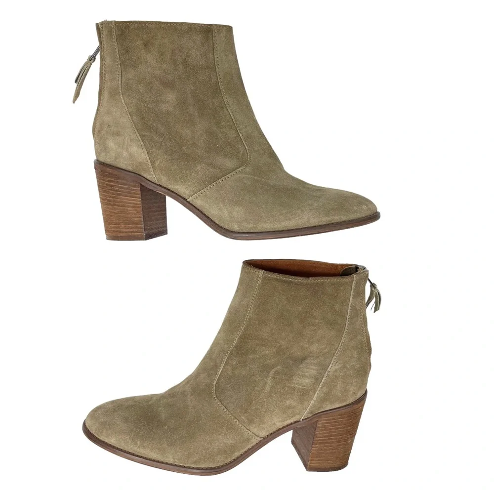 Madewell EUC Ames Suede Ankle Boots SZ 11 Brown Olive Green - Picture 11 of 11